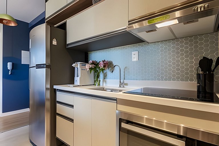 Apto Luxo, cama Queen, próx  Aeroporto, metrô shop