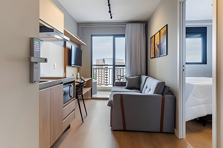 Studio moderno, vista 12º, aeroporto, metro, Ibira