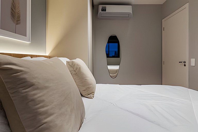 Studio moderno, vista 12º, aeroporto, metro, Ibira