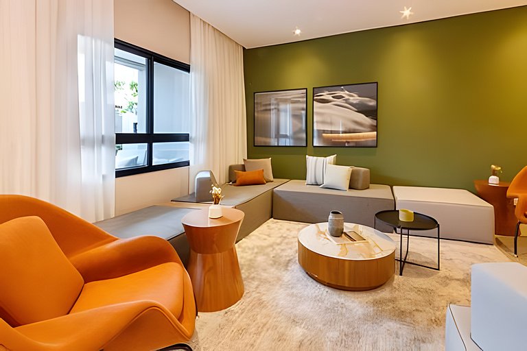 Studio moderno, vista 12º, aeroporto, metro, Ibira