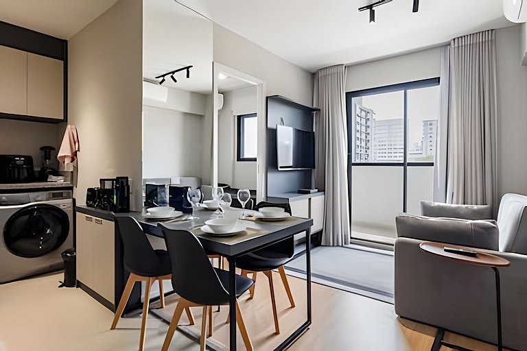 Ap climatizado, janela anti-ruído, prox aero/shop