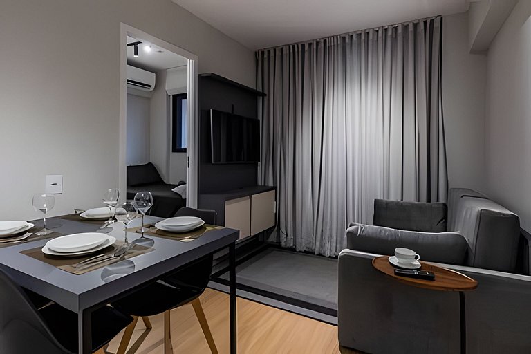 Ap climatizado, janela anti-ruído, prox aero/shop