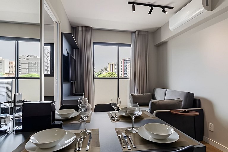 Ap climatizado, janela anti-ruído, prox aero/shop