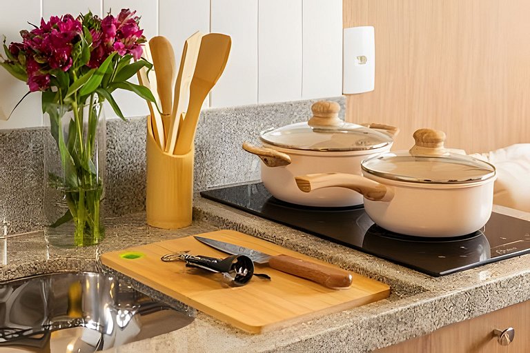 Apê NOVO, vista incrível 12º, cama Queen/7min Aero