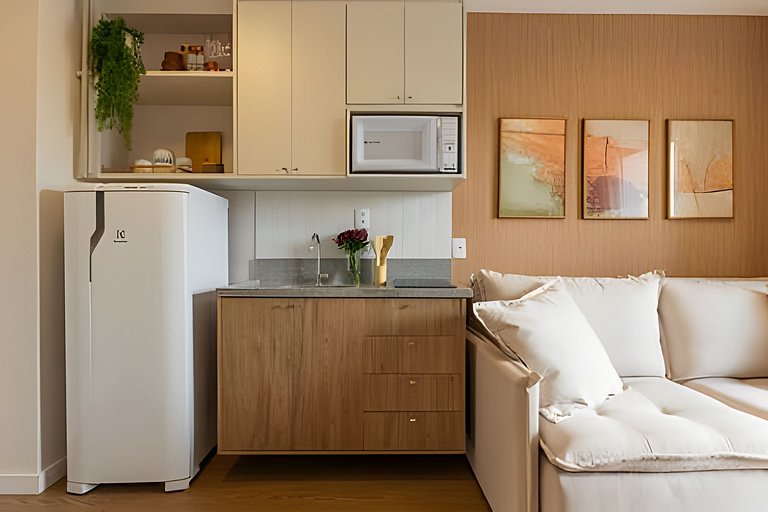 Apê NOVO, vista incrível 12º, cama Queen/7min Aero