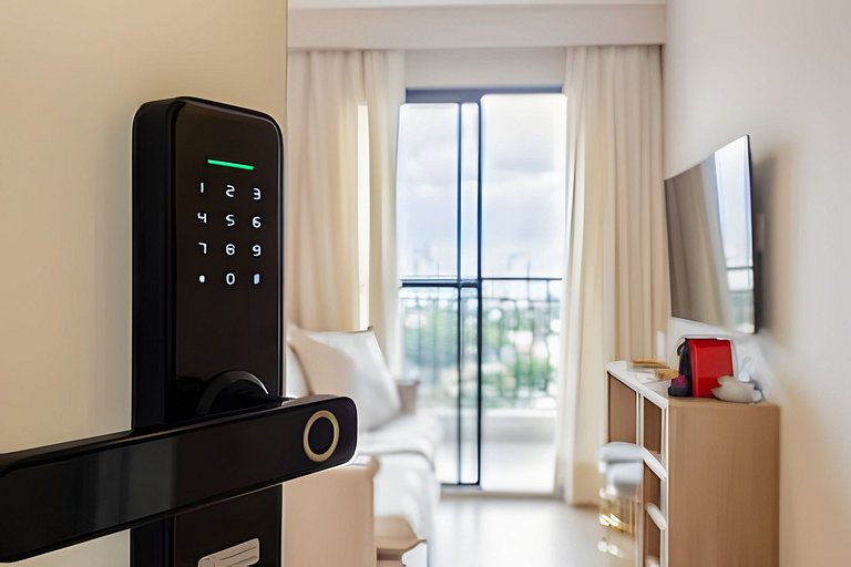 Apê NOVO, vista incrível 12º, cama Queen/7min Aero