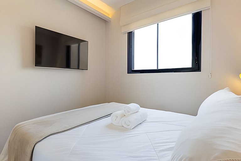Apê NOVO, vista incrível 12º, cama Queen/7min Aero