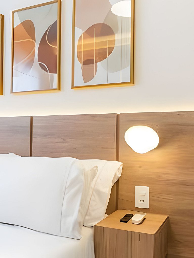 Apê NOVO, vista incrível 12º, cama Queen/7min Aero