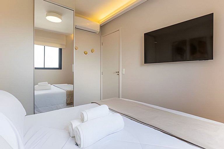 Apê NOVO, vista incrível 12º, cama Queen/7min Aero