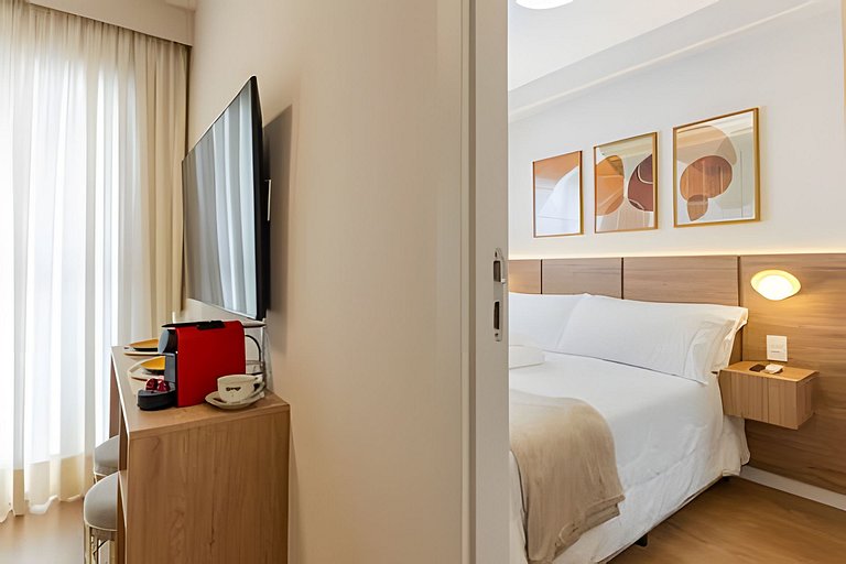 Apê NOVO, vista incrível 12º, cama Queen/7min Aero