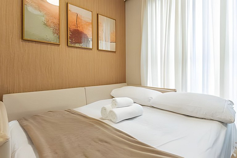 Apê NOVO, vista incrível 12º, cama Queen/7min Aero