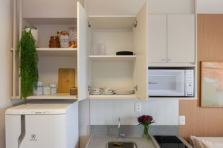 Apê NOVO, vista incrível 12º, cama Queen/7min Aero