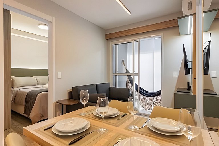 Apê Luxo de 2 quartos,  A/C Brooklin a 5min Metrô